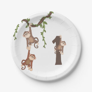 Cute Monkeys Kid's 1st Birthday Paper Plate