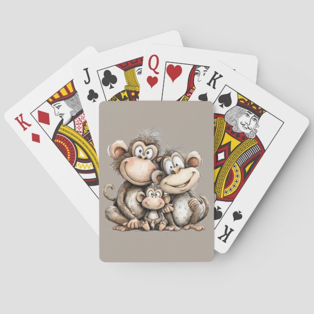Cute monkeys  playing cards (Back)