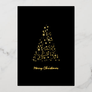 Cute Monochrome Brighty Stars Christmas  Foil Holiday Card