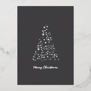 Cute Monochrome Brighty Stars Christmas  Foil Holiday Card