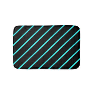 Cute monogram aqua black stripes All-Over-Print T- Bath Mat