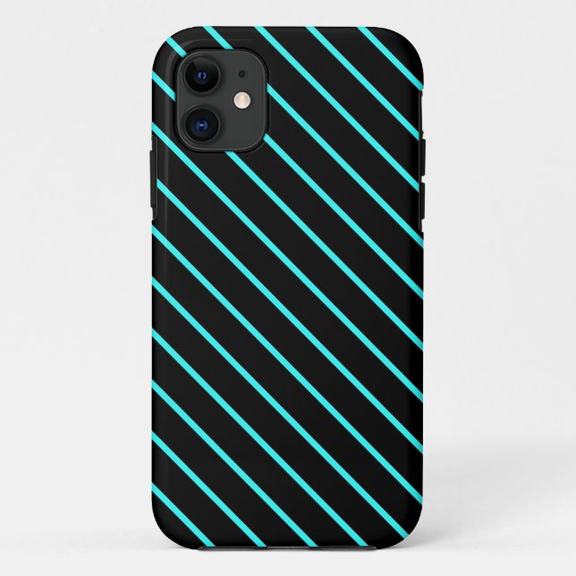 Cute monogram aqua black stripes All-Over-Print T- Case-Mate iPhone Case (Back)