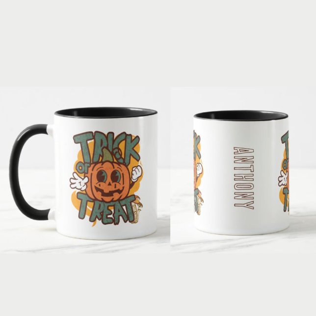 Cute monogram cartoon artwork pumpkin retro mug (Creator Uploaded)