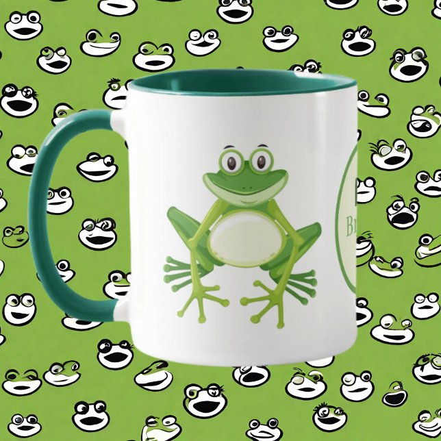 Cute monogram frog add name mug (Creator Uploaded)