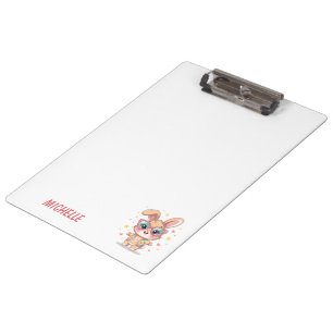 Cute monogram girly bunny wearing glasses clipboard