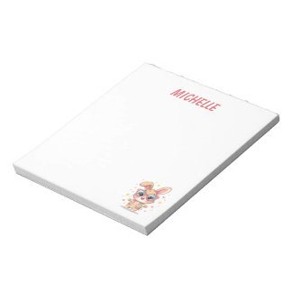 Cute monogram girly bunny wearing glasses notepad