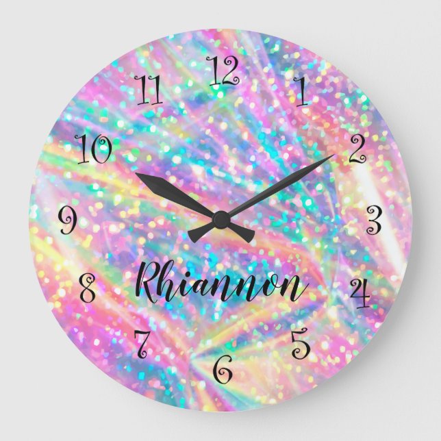 Cute Monogram Glitzy Girly Wall Decor Clocks (Front)