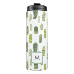 Cute Monogram Green Abstract Thermal Tumbler