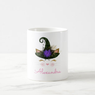 Cute Monogram Halloween Kitty Witch Coffee Mug