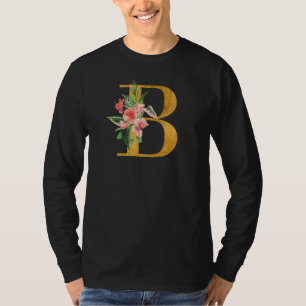 Cute Monogram Initial Coloured Letters Flowers Cap T-Shirt