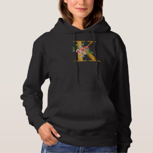 Cute Monogram Initial Letters Flowers Capital K Hoodie