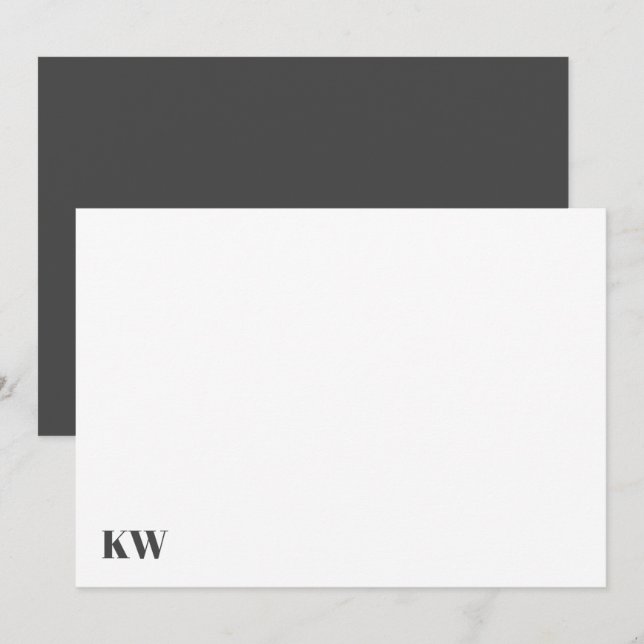 Cute Monogram Initials Personalised Black White Thank You Card (Front/Back)