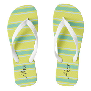 Cute monogram l Trendy bright stripes pattern Thongs