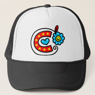 Cute Monogram Letter C Greeting Text Expression Trucker Hat