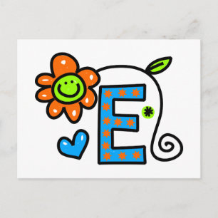 Cute Monogram Letter E Greeting Text Expression Postcard
