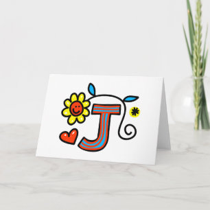Cute Monogram Letter J Greeting Text Expression Note Card