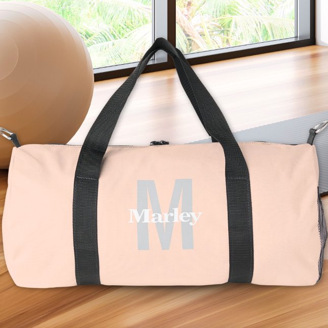 Cute Monogram Modern Blush Pink Bold Chic Duffle Bag (Creator Uploaded)