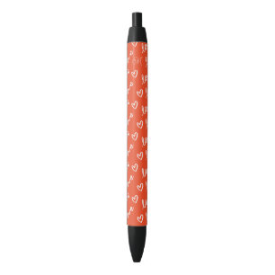 Cute Monogram Red Hearts & Love Lettering Blue Ink Pen