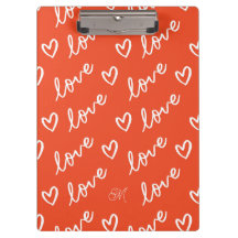 Cute Monogram Red Lettering Love & Heart Doodles