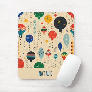 Cute monogram retro pattern of ornaments Beige Mouse Pad