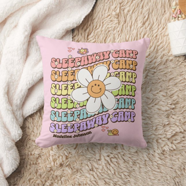 Cute Monogram Sleepaway Summer Camp  Cushion (Blanket)