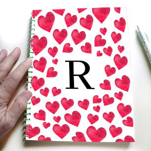 Cute Monogram Valentine's Day Hearts Notebook