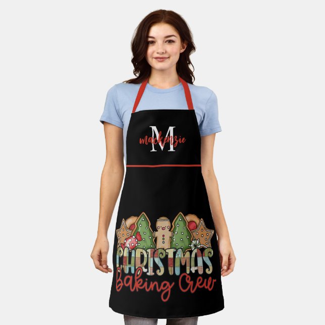 Cute Monogrammed Christmas Baking Crew Apron  (Worn)