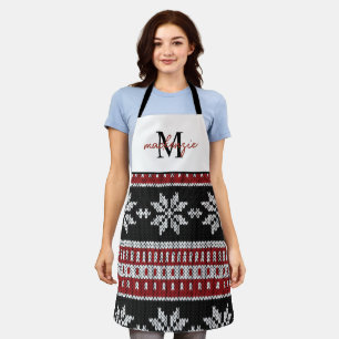 Cute Monogrammed Christmas Sweater Pattern  Apron