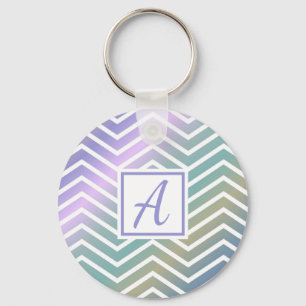 Cute Monogrammed Colourful Zig Zag Pattern Key Ring