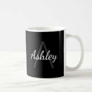 Cute Monogrammed Girl's Name   Black & White Coffee Mug