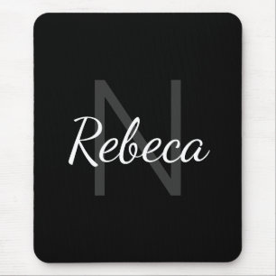 Cute Monogrammed Girl's Name Black & White Mouse Pad