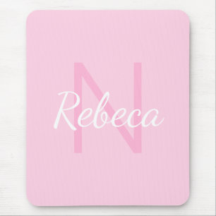 Cute Monogrammed Girl's Name   Pink & White Mouse Pad