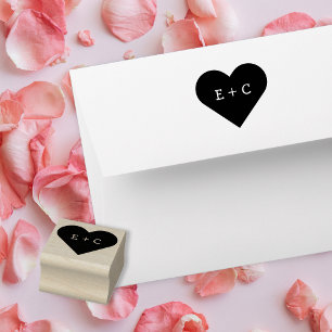 Cute Monogrammed Heart Couple Valentines Day Love Rubber Stamp