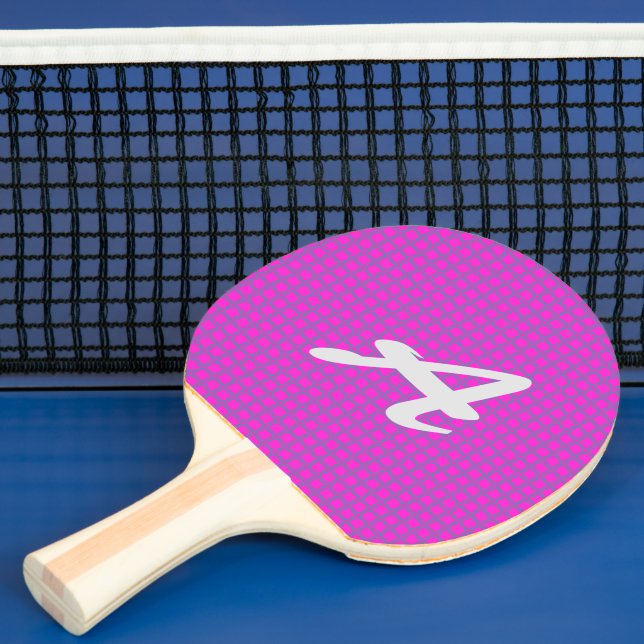 Cute Monogrammed Hot Pink Trendy Stylish Pattern Ping Pong Paddle (Insitu)