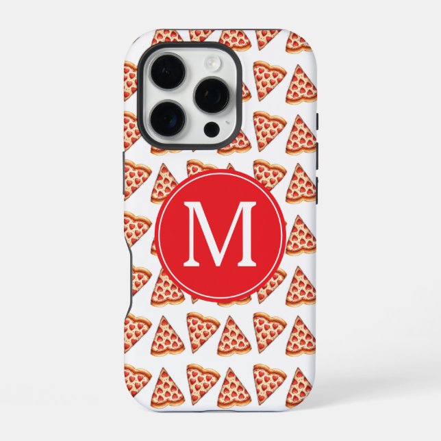 Cute Monogrammed Initials Pizza Pattern iPhone Case (Back)