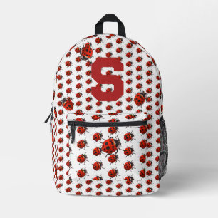 Cute Monogrammed Ladybug Themed Printed Backpack