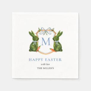 Cute Monogrammed Topiary Bunny Easter  Napkin