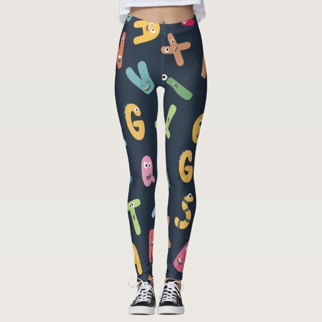 Cute monster alphabets   leggings (Front)