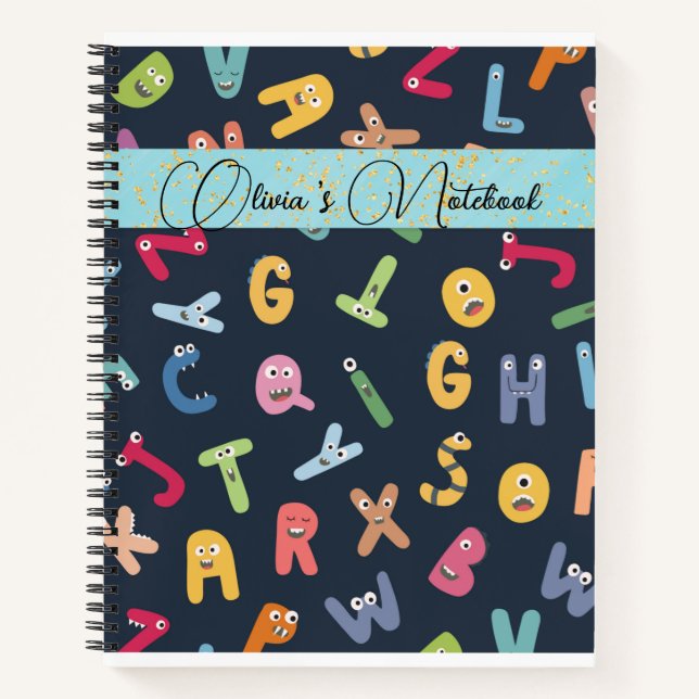 Cute Monster Alphabets  Notebook (Front)