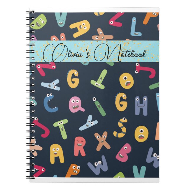 Cute Monster Alphabets  Notebook (Front)