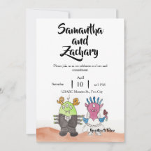 Cute Monster Alternative Wedding Invitation