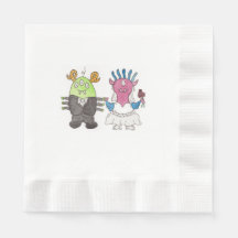 Cute Monster Alternative Wedding Paper Napkin