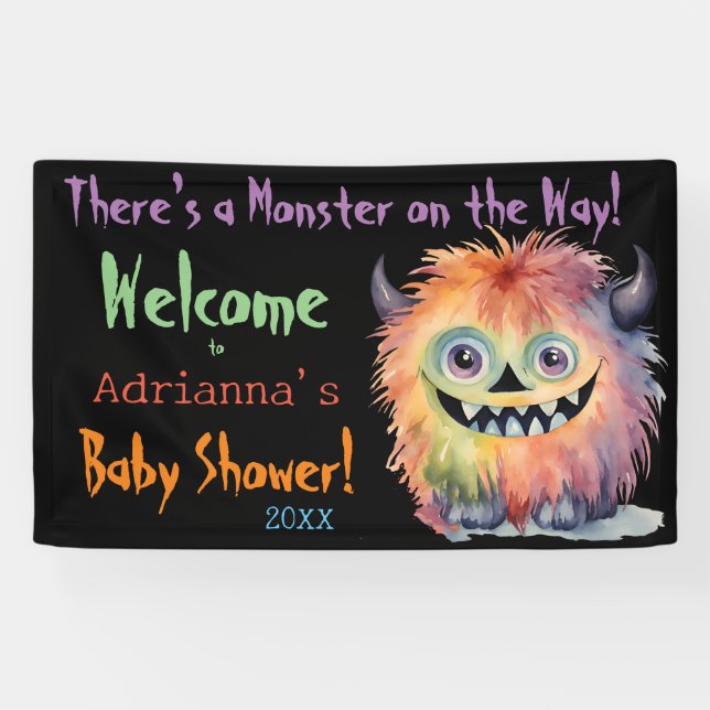 Cute Monster Baby Shower Banner (Horizontal)