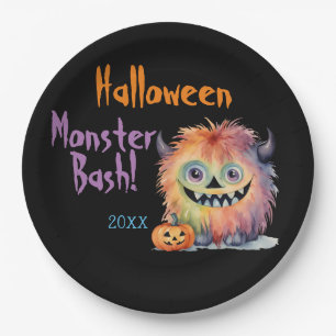 Cute Monster Bash Halloween Party Paper Plate
