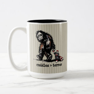Cute Monster Bigfoot Sock Monkey Toy Funny Phrase Two-Tone Coffee Mug