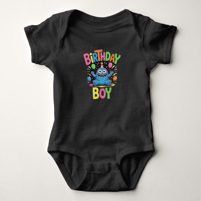 Cute Monster Birthday Boy Babysuit  Baby Bodysuit (Front)