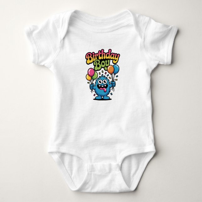 Cute Monster Birthday Boy Kids Onepiece Baby Bodysuit (Front)