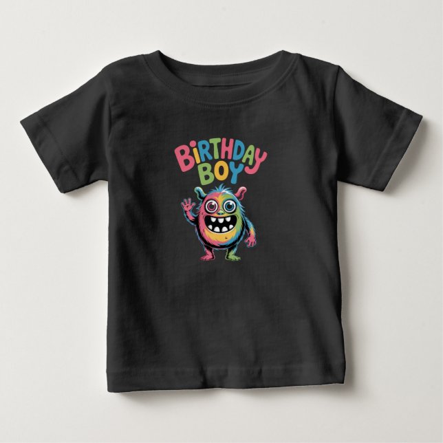 Cute Monster Birthday Boy Kids Tee (Front)