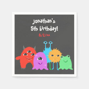 Cute Monster Birthday Napkin