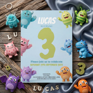 Cute Monster Birthday Party for Kids Invitation